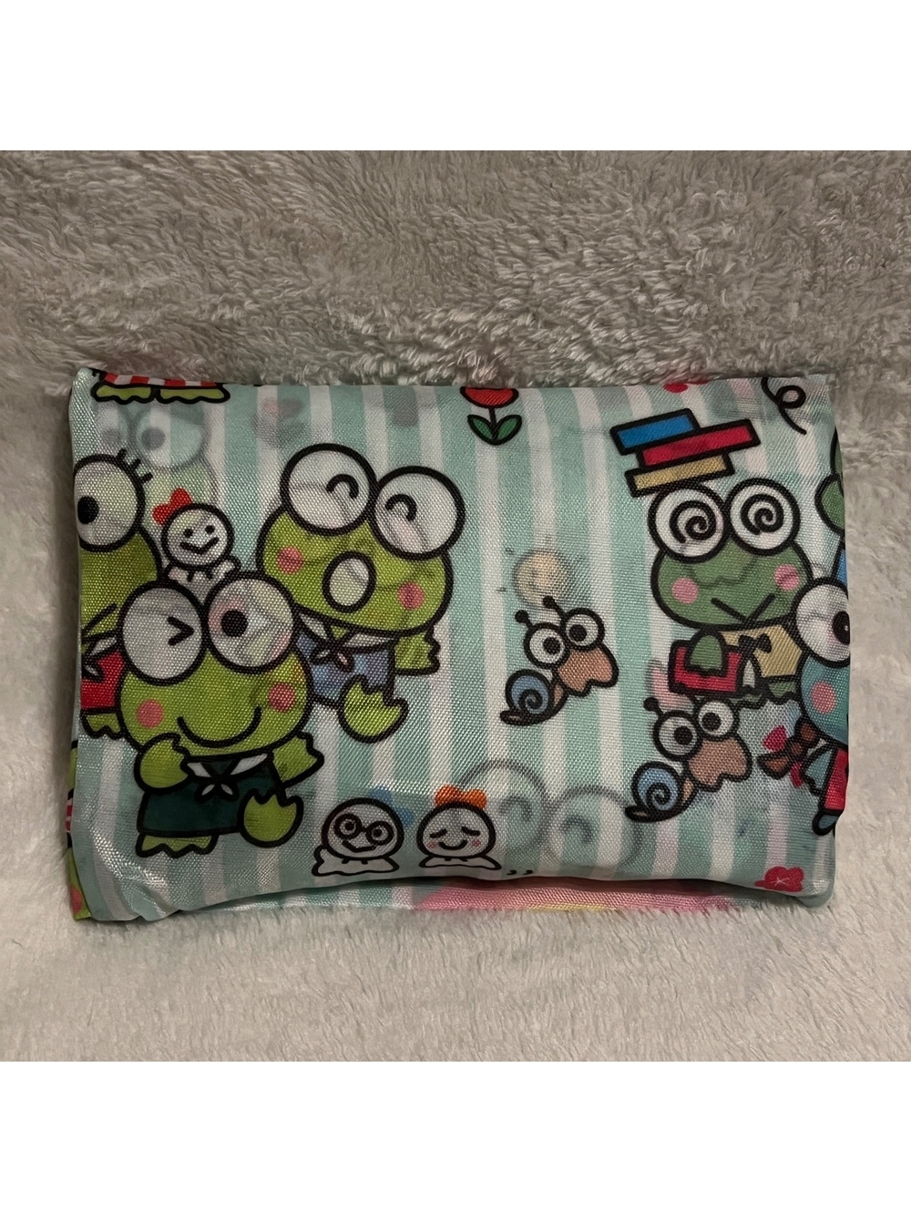 Keroppi mint striped foldable shopping bag